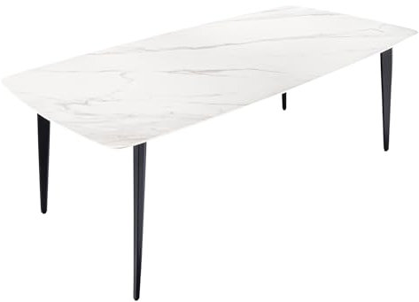 Riess Ambiente Design Esstisch Milano 160cm weiß Keramik marmoriert Schwarze Metallbeine Esszimmertisch Küchentisch Konferenztisch Keramiktisch Esszimmer Tisch