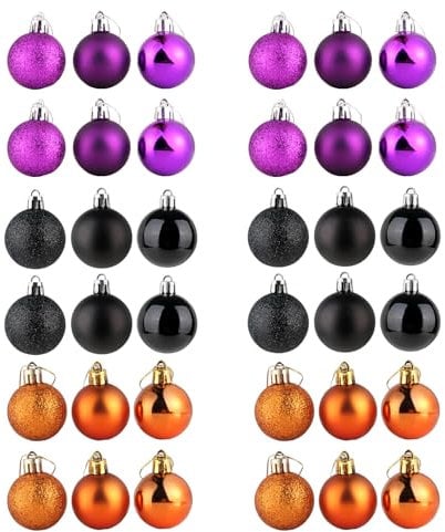 HAICN 36Pieces Baubles Ornaments Multicolor Tree Baubles Balls The Perfect Glitter Balls for Holiday DIY Party Decorations Drops (3cm)(Halloween)