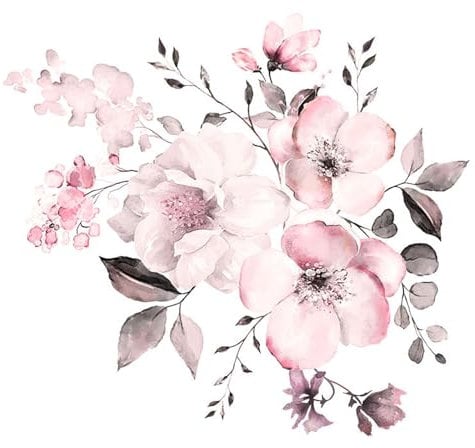 Adesivi Murali Fiori Peonia, Adesivi Murali Fiori Rosa, Fiore Adesivo Da Parete Decorazione Per Soggiorno, Adesivi Murali per Camera Da Letto, Decorazione Murale Soggiorno, 44x42cm