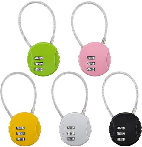 5 Stück Zahlenschloss 3 Stellig Klein Vorhängeschloss mit Zahlencode Kleines Kofferschloss Gepäckschlösser Mini Vorhängeschloss Koffer Schloss Reiseschloss für Koffer, Gepäck, Reise Tasche, Spind, Tür