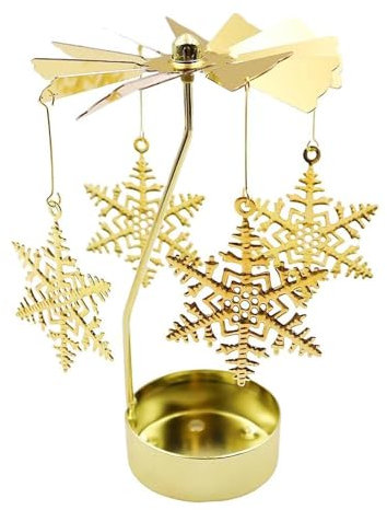 SHUOHONG Portacandele Girevole Rotante Natalizio in Metallo, Porta Candele Candele Tealights, Porta Candele da Tavolo, Portacandele da Tavolo, Candele Decorative per Natale Compleanno Matrimonio (S)