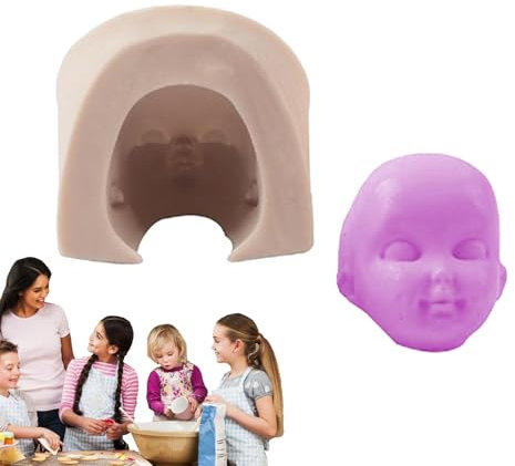 Puppengesichtsform - Baby-Puppenkopf-Form, Baby-Puppen-Gesichtsform, Silikonform für menschliches Gesicht, Kuchendekorationswerkzeuge, Schokoladenform zum Backen, handgefertigte Tonform