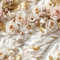 ReWallpaper Selbstklebende Tapete Blumen Rosa 3d Tapete Federn Weiß Gold 44.5CM×7M Möbelfolie Selbstklebend Badezimmer Wasserfest Wandtapete Schlafzimmer Vintage 3d Effekt Abnehmbar