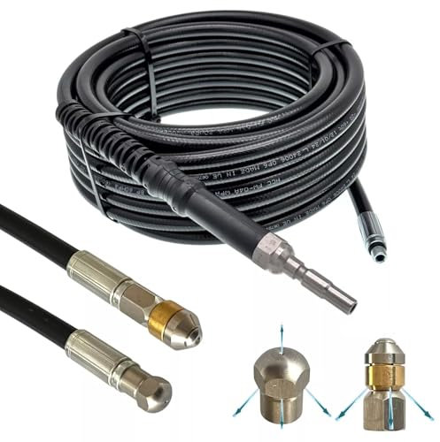 Rohrreinigungsschlauch für Kränzle DN10 K1050 X-Serie Verstopfung Abfluss Düsen Kanalratte flexible Reinigung Rohrreinigungsset (Set - Starr & rotierend, 5 Meter)
