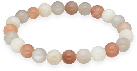 Lebensquelle Plus Kugelarmband | Perlen Armband 8 mm | Hochwertiges Edelsteinarmband | Natur Stein Edelsteinarmband dehnbar (Mondstein)