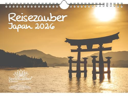 Reisezauber Japan DIN A4 Kalender für 2026 Japan Tokio Stadt Reise Land - Inhalt: 1x Kalender 1x Weihnachtsanhänger 1x Grußanhänger (gesamt 3 Teile)