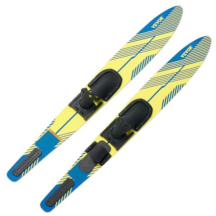 VEVOR Wasserski (150 cm) mit X-7 verstellbaren Hufeisenbindungen & gepolsterter hinterer Zehenplatte, Hochglanz-UV-Beschichtung, Wasserski-Kombination für Erwachsene bis 136 kg