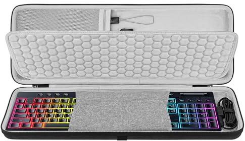 Geekria Tastaturhülle, kompatibel mit Razer BlackWidow V4 Low Profile/DeathStalker V2, Corsair K100 AIR, Hartschalen-Reise-Transporttasche (Dunkelgrau)