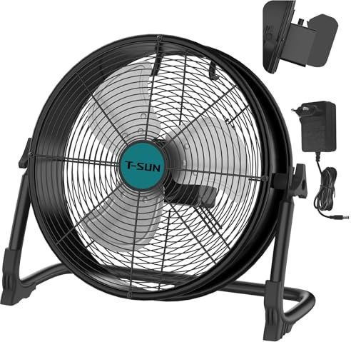T-SUN 16 Akku Ventilator, kompatibel mit Makita 18V Akkus, Leise Bodenventilator mit Adapter, Tragbarer Ventilator mit USB und Typ-C, Stufenlose Geschw für Camping, Werkstatt, Baustelle (ohne Akku)