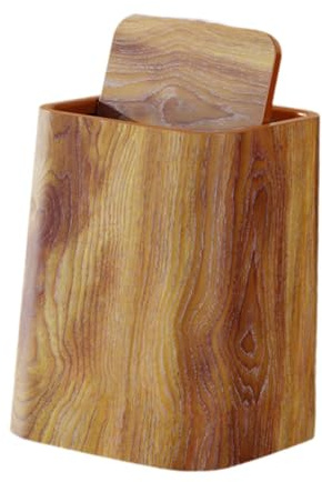 lmoikesz Corbeille à Papier Vintage au Grain de Bois Unique, Alliant Style et robustesse. Polyvalente, pour Elle s'intègre Parfaitement à pour Tous Les espaces, L avec Couvercle