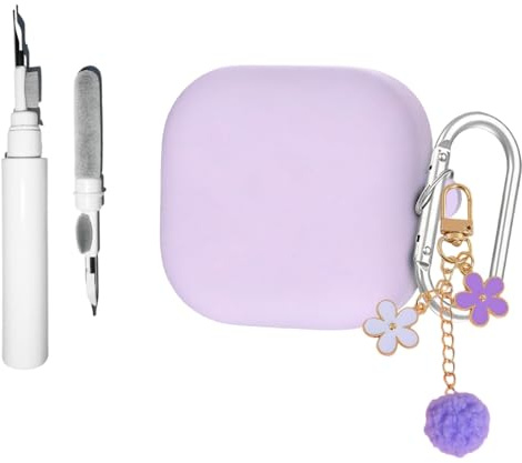[4 in 1]Casevita Cute Case Compatible with Samsung Galaxy Buds 4 / Buds 4 Pro with Flowers Keychain and Cleaning Kit, Soft Silicone Protective Cover for Galaxy Buds 4 for Woman Men