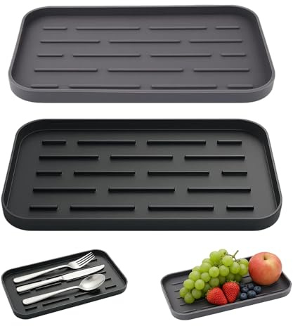 wlsvega 2 piezas Portacucharas de cocina - Reposacucharas de cocina - Reposacucharas decocina - Eficiente y práctico, adecuado para encimeras, estufas y mesas de comedor (gris negro)