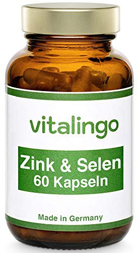 Zink und Selen Kapseln - 60 Kapseln mit 50mcg natürliches Selen und 70mg Zink Gluconat 1:2 (entspricht 10mg Zink)
