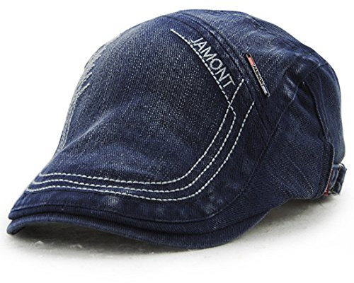 Kuyou Schirmmütze Kappe Herren Schildmütze Schiebermütze Flat Cap (Dunkelblau)
