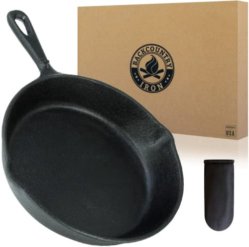 Backcountry Iron 8 Inch Round Medium Pre-Seasoned Cast Iron Skillet