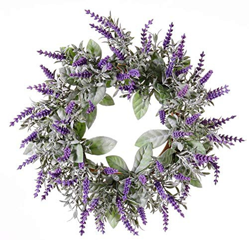 artplants.de Künstlicher Lavendelkranz LODOS, violett, Ø 30cm - Türkranz - Dekokranz Kunstblumen | Dekorative Girlande / Kunstpflanze