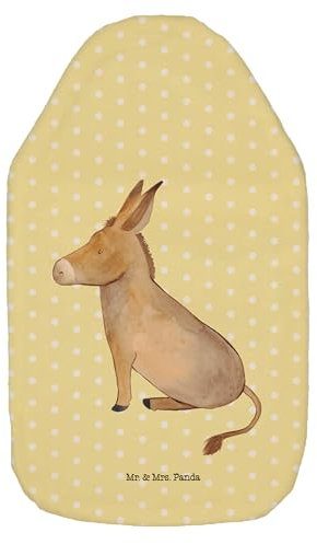 Mr. & Mrs. Panda Wärmflasche Esel - Geschenk, Körnerkissen, positive gedanken, Wärmflaschenbezug, Ziel, Lebensmut, Bettflasche, Wärmekissen, Kleine
