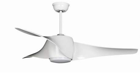 Ventilador de Techo con Luz LED con Mando a Distancia 3 aspas 3 velocidades 3 Color de Luz Blanca/Neutra/Cálida 1270mm de Diametro De Metral y ABS Color Blanco