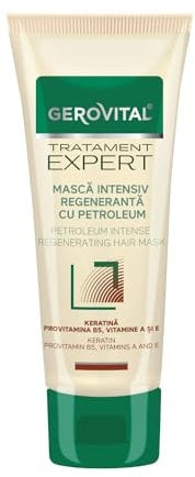 Intensive Regenerationsmaske mit Petroleum und Keratin, Erfrischt und Stärkt Geschädigtes und Brüchiges Haar, Gerovital Tratament Expert