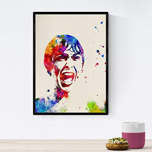 Nacnic Poster Psycho. Filmblätter, Filme und Schauspieler. Alte Filmplakate mit Aquarell-Stil. A4-Format