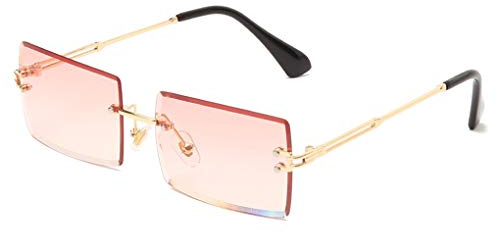 Long Keeper Rimless Rectangle Sunglasses UV400 Protection Antiglare Fashion Frameless Square Glasses for Women Men