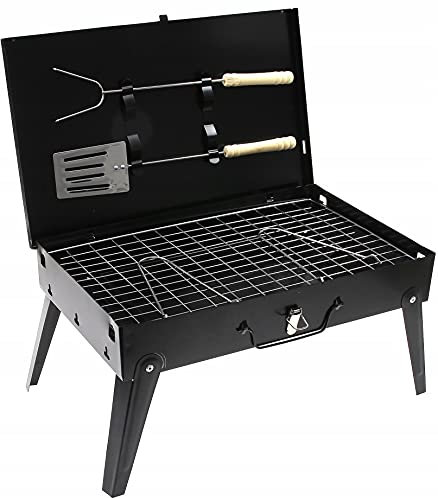 Barbacoa de carbón de pie, barbacoa de carbón vegetal, plegable, portátil, maletín para camping, 42 x 22 cm