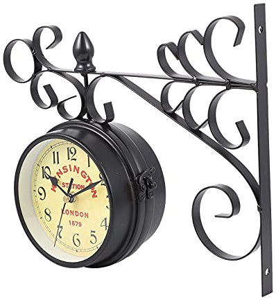 VICASKY Deckenlampe Vintage Antiken Schmiede Wanduhr Doppelseitige Uhr Retro Station Kronleuchter Wand H? Dekorative Mittelmeer Schwarz Pendelleuchte Vintage