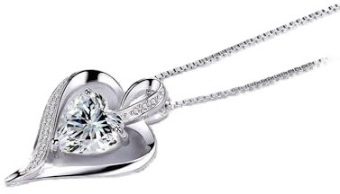 18K Weißgold Halsketten für Frauen Liebe Herz Anhänger mit Swarovski Element Kristall Halskette Schmuck Geschenke für Mama Ihre Frau Freundin Jahrestag Geburtstag Muttertag Weihnachten Valentinstag H5