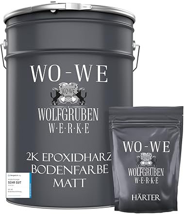 WO-WE 2K Epoxidharz Garagenfarbe Bodenbeschichtung MATT W702 Reinweiss RAL9010-10kg