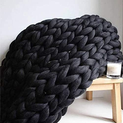 Decke Grob Gestrickte Kuscheldecke Grobstrick Wolldecke Tagesdecke Strickdecke Sperrig Zuhause Dekor Geschenk Sofa DIY (Color : Dark Gray, Size : 150x200cm)