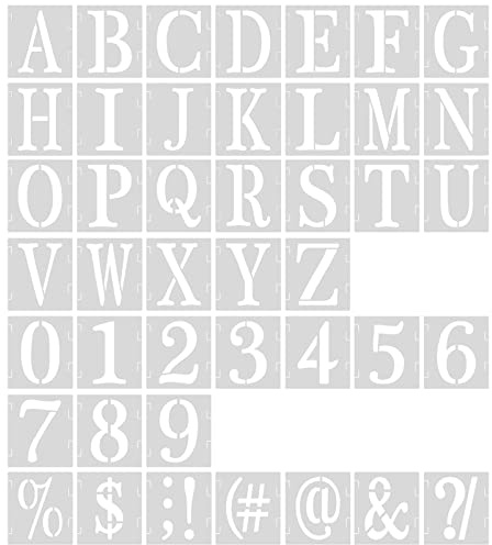 AIEX 43 Stück Alphabet-Schablonen, Zahlenschablonen, Alphabet, Schablone aus Kunststoff, wiederverwendbar, Satzzeichen, Zahlensymbole, Bastelschablonen für Scrapbooking, Malerei, Basteln (7,6 cm)