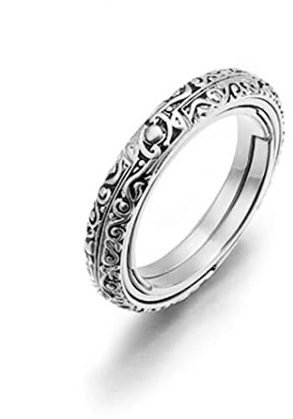 1pc Astronomische Kugel faltbare kugelförmige Ringringrotable Cosmic Ring Vintage Paar Ring kreatives Geschenk (Silber, 6#)