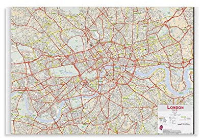 Großes Central London Street Wall Map Leinwand-Kunst-Poster und Wandkunst-Bild, modernes Familien-Schlafzimmer, Deko-Poster 20 x 30 cm