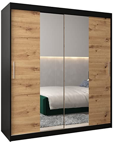 ABIKSMEBLE Armoire Tokyo 1 Avec Porte Coulissante Miroir - Dressing Adulte - Penderie Vêtement - Garde Robe - Placard Chambre - Closet