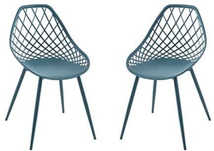 Vente-unique-Gartenstuhl 2er-Set - Polypropylen & Metall - Blaugrün - Malaga von MYLIA