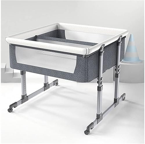 Twin Nursery Center mit Stubenwagen Baby Sleeper Stubenwagen für Zwillinge, tragbares Kinderbett mit Rädern und Airflow-Mesh-Babybett, Beistellbett, Stubenwagen für Zwillinge (Dunkelgrau)