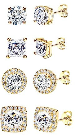 Dochais Clearance Outlet S925 Silber Ohrstecker Ohrringe Damen Herren Hypoallergene Ohrstecker Zirkonia Ohrringe Gold