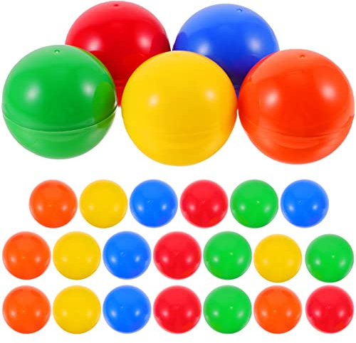 jojofuny 25 Stück Lotterie Kugeln Lottobälle Spielbälle Acrylkugeln Plastikkugeln Kapseln zum Öffnen Lotterie Ball Geschenkbox für Partyspiele Gewinnspiele Familienspiele Bunt