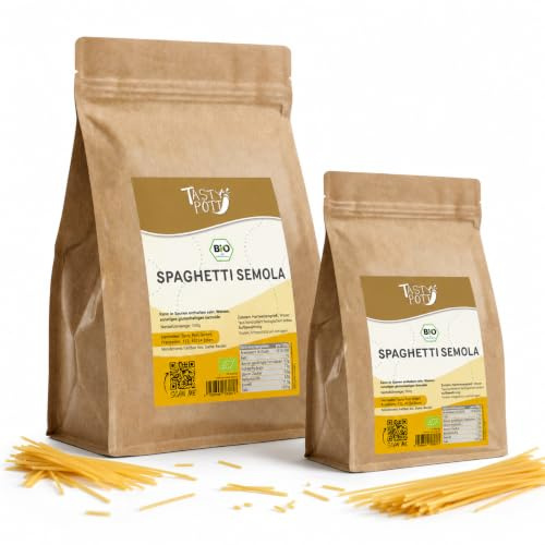 Tasty Pott Bio Spaghetti Semola 1000g | Köstliche Pasta aus Hartweizengrieß | Kontrolliert biologischer Anbau | Pasta Alternative | Nährstoffreich und Lecker | Italienischer Genuss