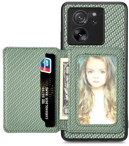 MOJIA Hülle für Xiaomi Mi 13T / 13T Pro, Ultra Dünn TPU rutschfeste, Stoßfeste Handyhülle, Schutzhülle mit Kartentasche und RFID-Abschirmung. Grün