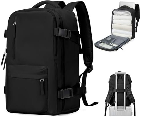 BJLFS Ryanair Handgepäck 40x20x25 Handgepäck Rucksack Reiserucksack Handgepäck Flugzeug 40x20x25 Eurowings Schulrucksack Teenager Wasserdicht Laptop Backpack 14 Zoll für Herren Damen,Schwarz