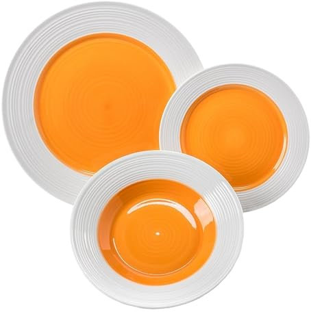 Evviva Servizio Copacabana - Set per 18 Persone in Porcellana, 6 Piatti Piani, Fondi e Dessert, Moderni e Colorati