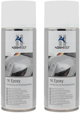 Normfest 1K Epoxy Grundierung Weiß – Rostschutz & Haftvermittler für Stahl, Aluminium & verzinkte Flächen – schnelltrock., schleifbar & überlackierbar – professioneller Korrosionsschutz – 2x 400 ml