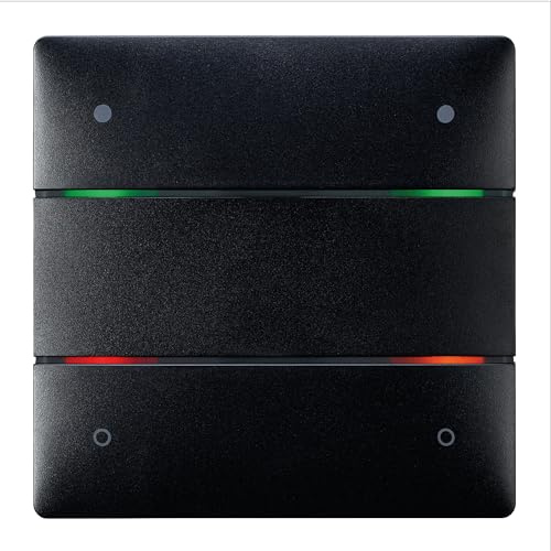 Theben 4801414 I LUXORliving iON4 BK I Tastsensor mit 4 Tasten in Schwarz I Für KNX Smart-Home System LUXORliving I integrierter Temperatursensor I Taster I Schalten/Dimmen/Jalousie