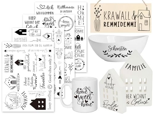 Sugeru Rub On Sticker - 4PCS Set | Sprüche Deko für Geburtstag, Raysin Keraflott, Silikonformen Gießformen, Hochzeit, Familie Folie für Möbel, Glas, Holz, Fotoalbum, Aufkleber Aesthetic (FamilieⅠ)