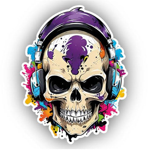 Samunshi® Bunter Gamer Totenkopf Aufkleber Autoaufkleber für Motorrad Fahrrad Roller oder Auto Sticker Fahrrad Mtb Mountainbike Rennrad Comic Cartoon Skull Sticker 10cm Bunter Gamer Totenkopf