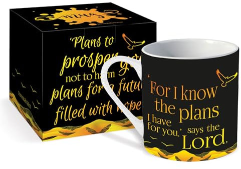 Christian Mug with Gift Box, I Know The Plans, with Bible Verse Jeremiah 29:11. Bible Verse Mug Makes Perfect Christian Gifts for Men or Women, by Just Cards Direct