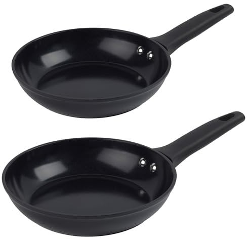 Russell Hobbs COMBO-9103 Verde Thermocollar Frying Pan Set – 20/24cm Healthy Ceramic Non-Stick Coating, PFAS-Free, Recycled Aluminium Body, Induction Cooking Pans, Temperature Indicator Cookware