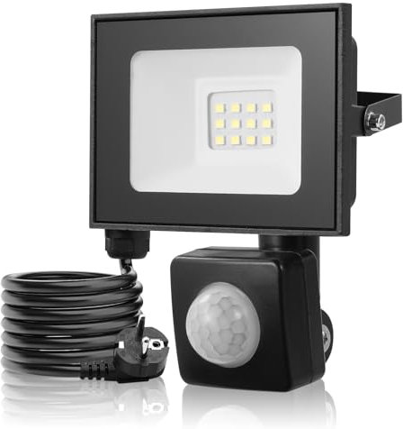 wowspeed Led Strahler mit Bewegungsmelder Außen - 10W 1000LM Led Strahler Außen 6500K Kaltweiß Superhell Scheinwerfer IP65 Wasserdicht Led Aussenleuchte mit Bewegungsmelder für Garage Sportplatz