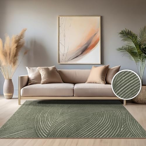 Paco Home Teppich In- & Outdoor, Moderne abstrakte Boho Designs mit 3D Struktur, robust & wetterfest, ideal für Terrasse Wohnzimmer & Küche, Grösse:200x290 cm, Farbe:Grün 2
